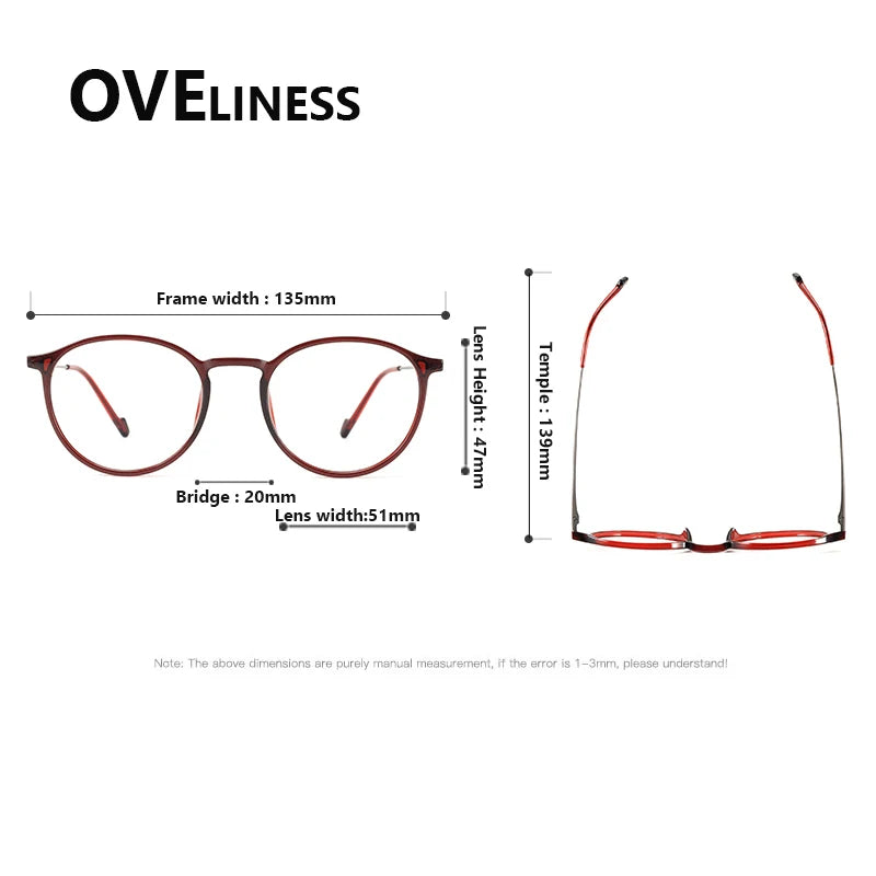 Oveliness Women's Full Rim Round Acetate Titanium Eyeglasses 72347 Full Rim Oveliness