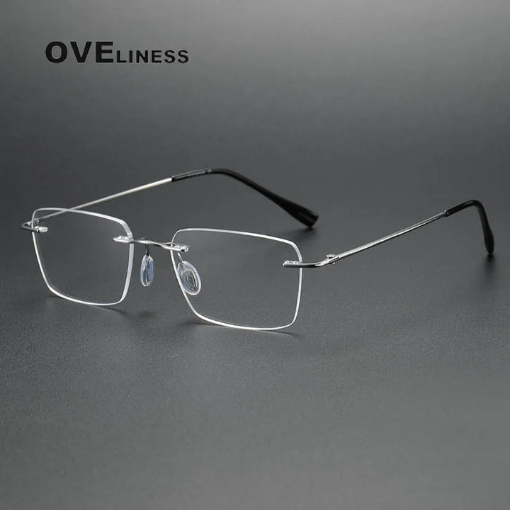 Oveliness Unisex Rimless Square Titanium Eyeglasses 80965 Rimless Oveliness silver  