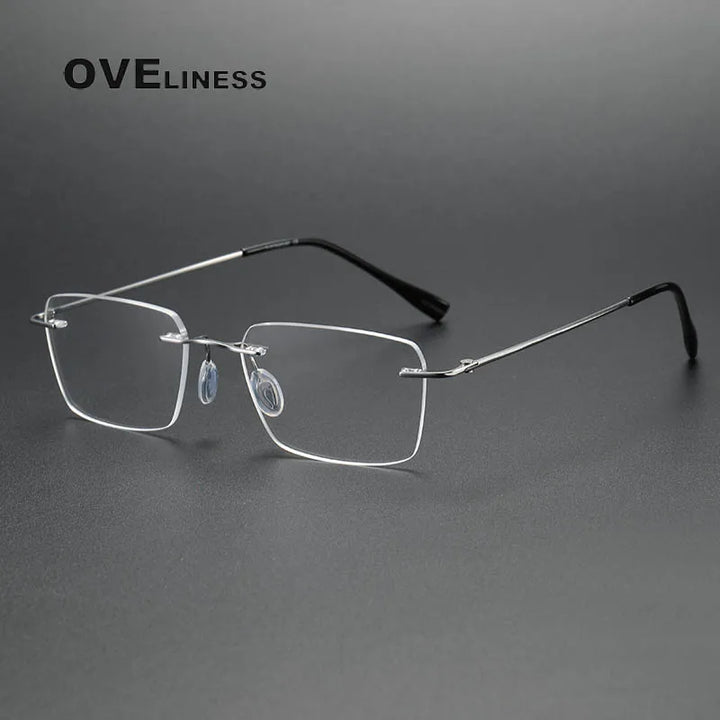Oveliness Women's Rimless Square Titanium Eyeglasses 80965