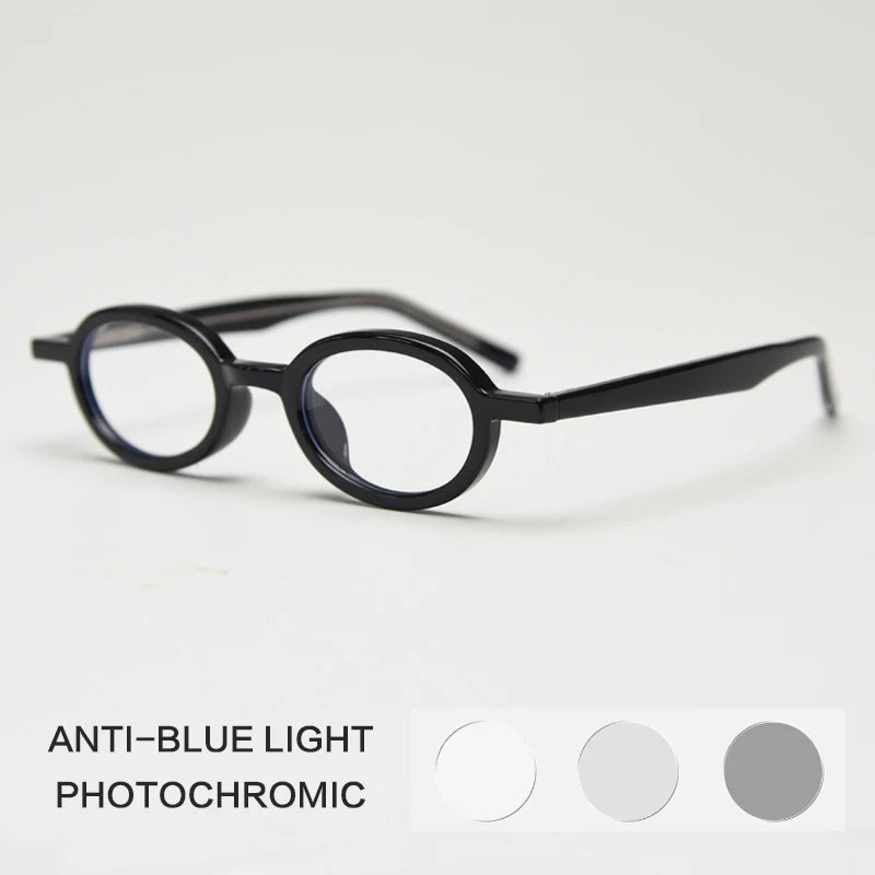 Gatenac Unisex Full Rim Round Acetate Photochromic Reading Glasses 69192