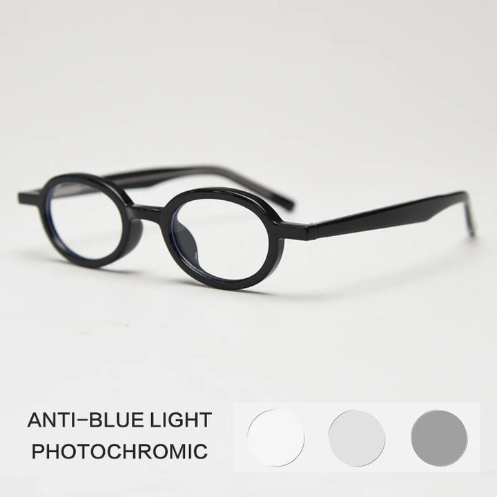 Gatenac Unisex Full Rim Round Acetate Photochromic Reading Glasses 69192