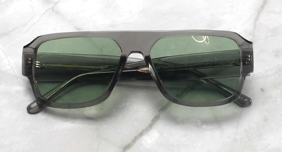 Esnbie Unisex Full Rim Flat Top Polygon Acetate Sunglasses 241501