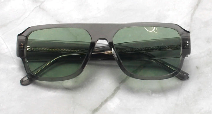 Esnbie Unisex Full Rim Flat Top Polygon Acetate Sunglasses 241501