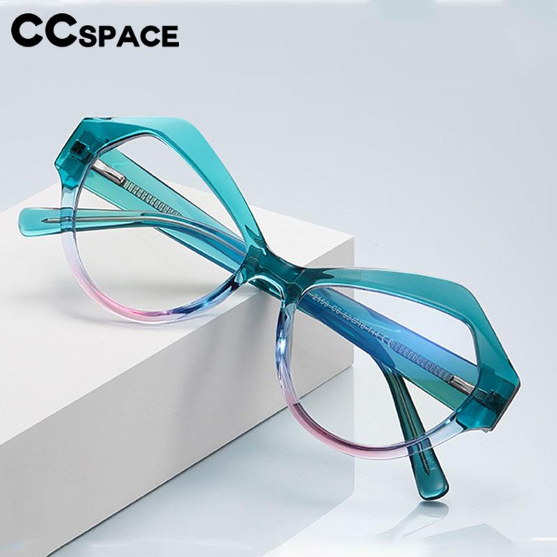 CCSpace Women's Full Rim Irregular Cat Eye Tr 90 Titanium Eyeglasses 56827 Full Rim CCspace   