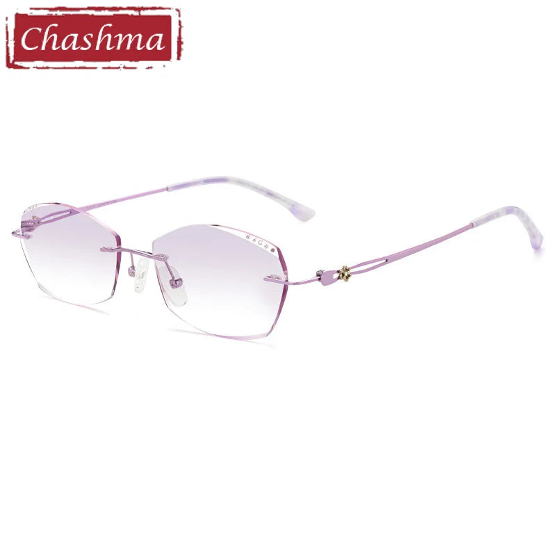 Chashma Ottica Women's Rimless Oval Square Titanium Eyeglasses 3028 Rimless Chashma Ottica Purple-Purple  