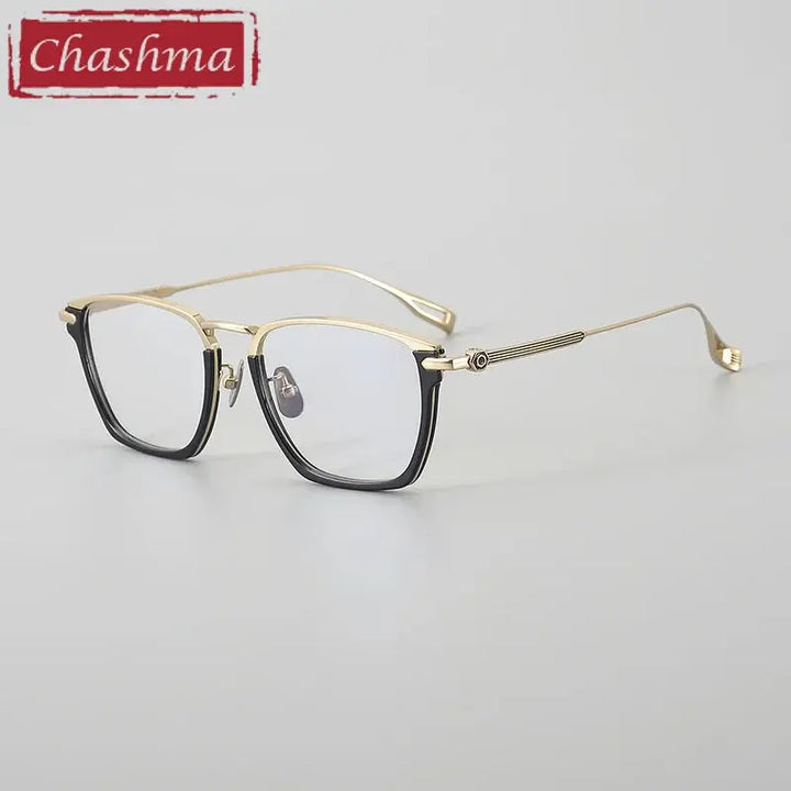 Chashma Ottica Unisex Full Rim Square Acetate Titanium Eyeglasses 240156 FuzWeb