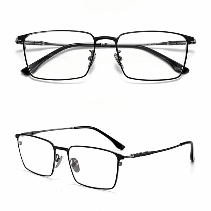 Yimaruli Men's Full Rim Square IP Titanium Eyeglasses J86037 Full Rim Yimaruili Eyeglasses Black Gun  