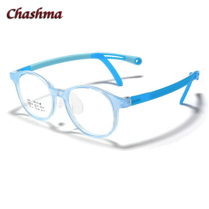 Chashma Unisex Children's Full Rim Round Tr 90 Titanium Eyeglasses 5028 Full Rim Chashma Blue  