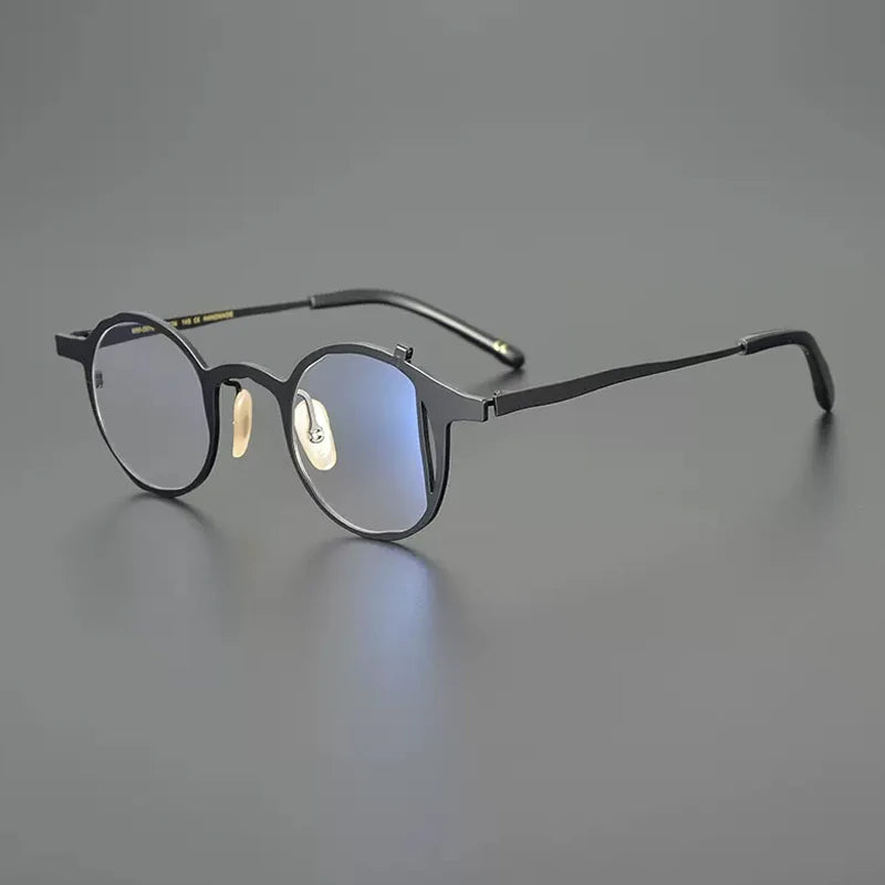 Gatenac Unisex Full Rim Round Titanium Eyeglasses Gxyj1220 Full Rim Gatenac Black  