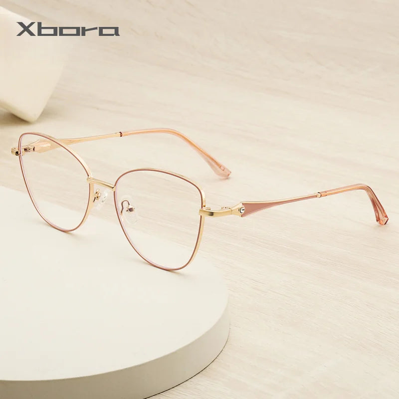 Xbora Women's Full Rim Oval Cat Eye Alloy Eyelasses 626986