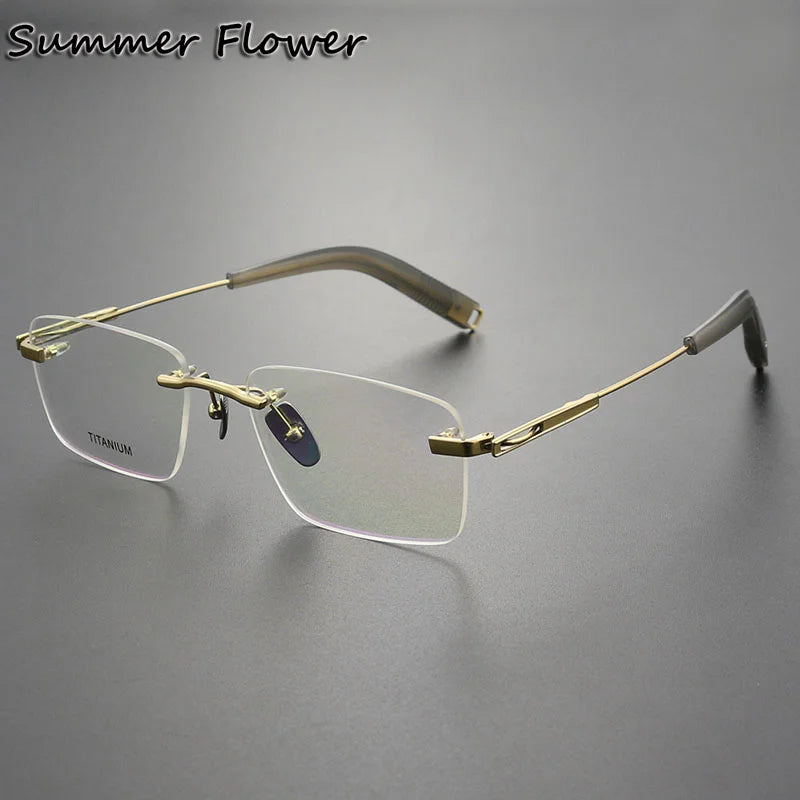 Summer Flower Women's Rimless Square Titanium Eyeglasses 82312