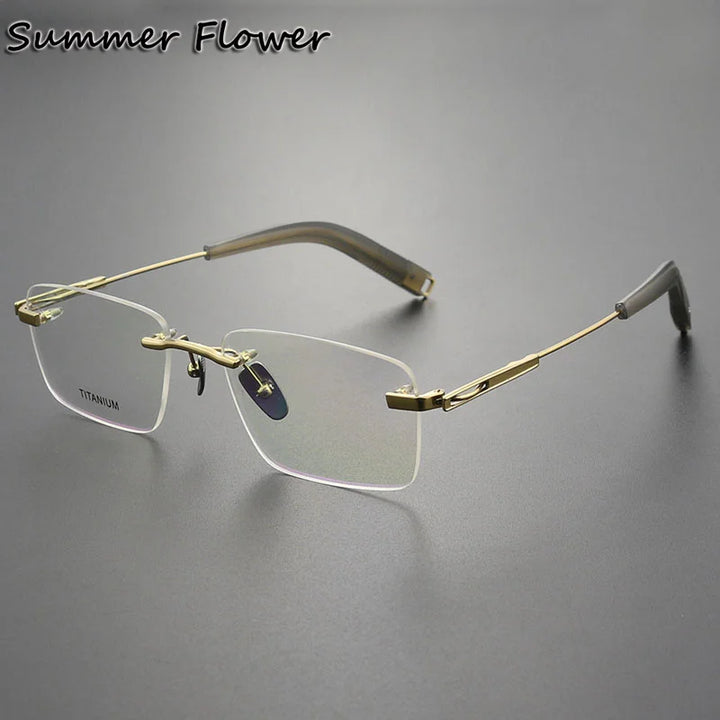 Summer Flower Women's Rimless Square Titanium Eyeglasses 82312