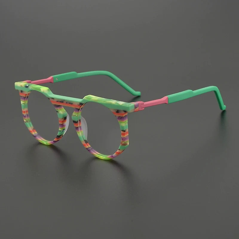 Gatenac Unisex Full Rim Round Brow Line Acetate Eyeglasses G9399