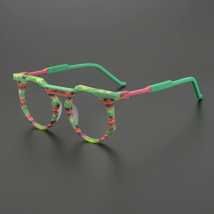Gatenac Unisex Full Rim Round Brow Line Acetate Eyeglasses G9399