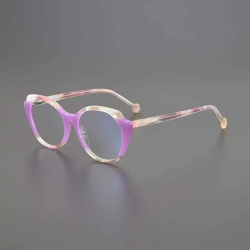 Hewei Unisex Full Rim Oval Cat Eye Acetate Eyeglasses 98267 Full Rim Hewei