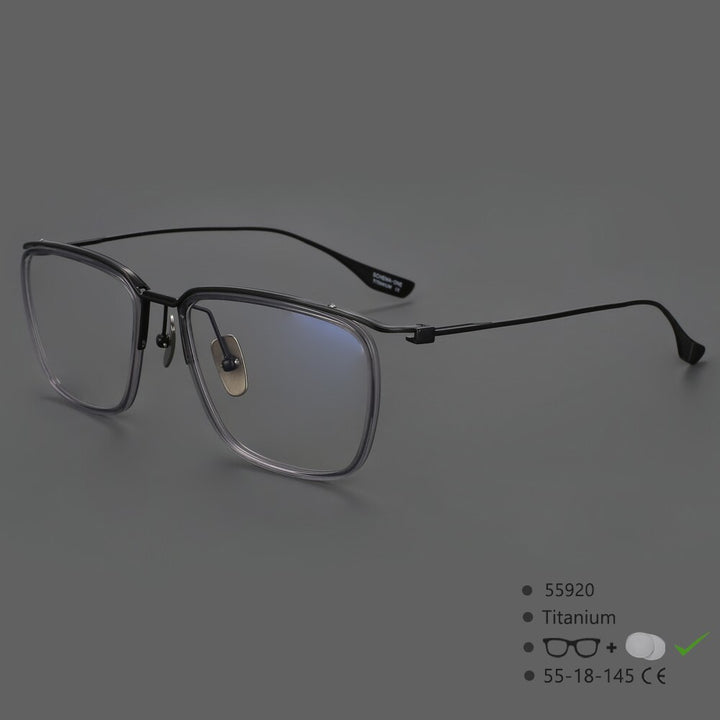 CCSpace Men's Semi Rim Square Titanium Eyeglasses 55920 Semi Rim CCspace GrayBlack China 