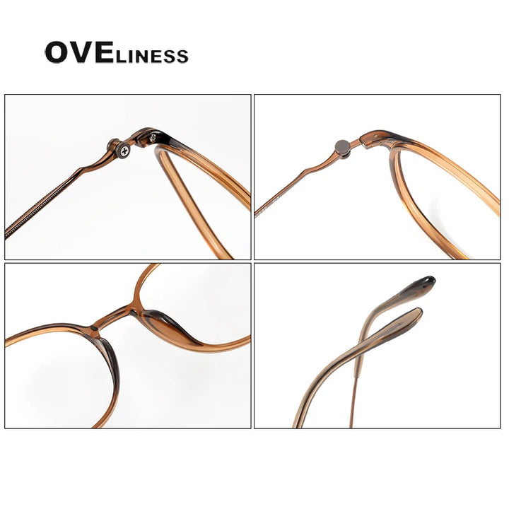 Oveliness Unisex Full Rim Oval Square Acetate Titanium Eyeglasses 8666 Full Rim Oveliness   