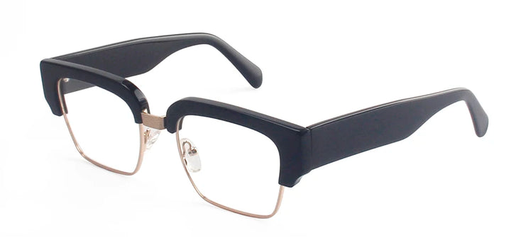 Esnbie Men's Full Rim Square Brow Line Acetate Alloy Eyeglasses Eyeglasses 123218