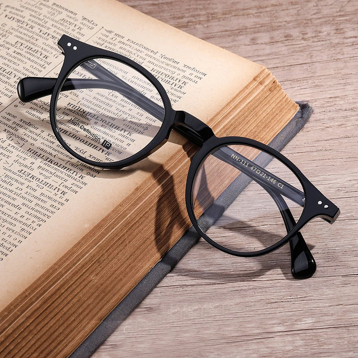 Black Mask Women's Full Rim Round Acetate Eyeglasses 934111