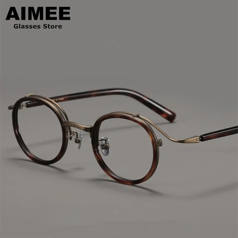 Aimee Unisex Full Rim Big Round Titanium Acetate Eyeglasses 82526