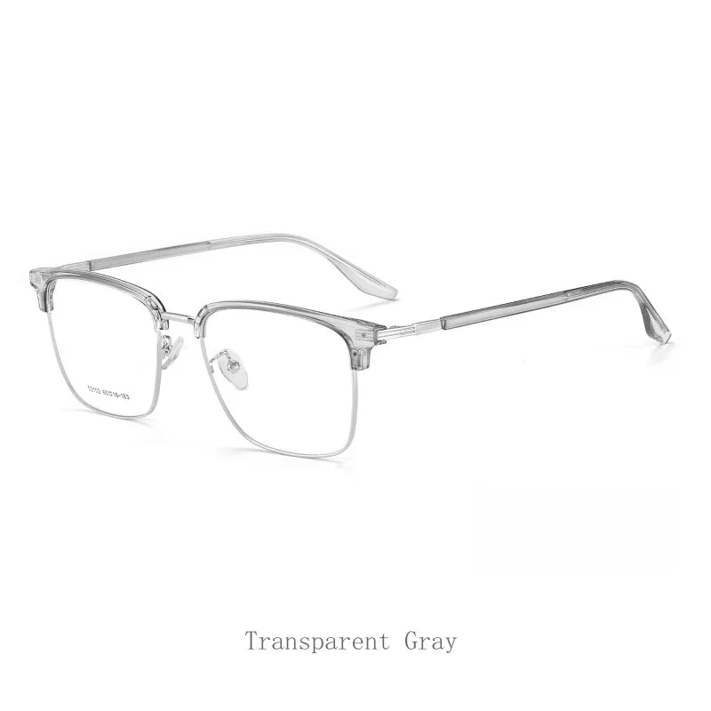 KatKani Men's Semi Rim Square Alloy Tr 90 Eyeglasses 52102 Full Rim KatKani Eyeglasses Translucent gray  