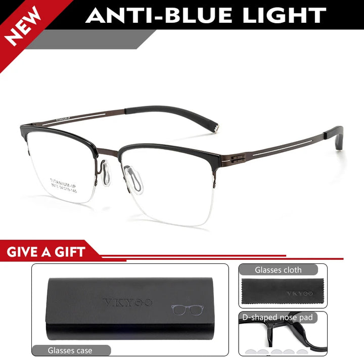 Vicky Unisex Semi Rim Square Titanium Reading Glasses 628813