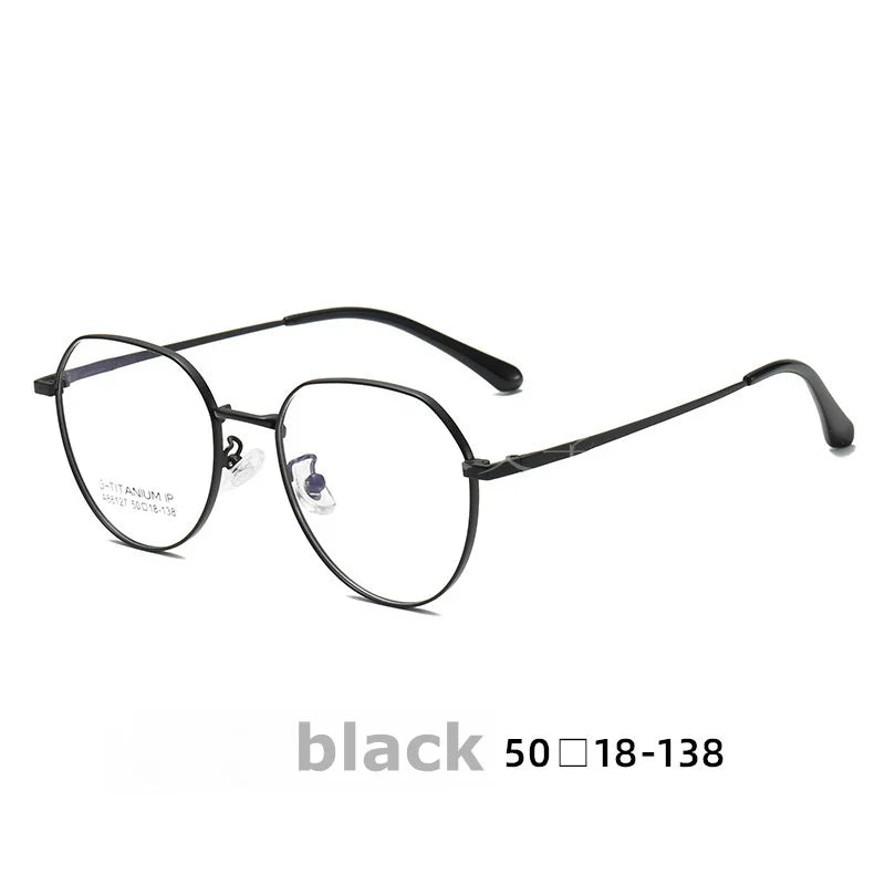 KatKani Womens Full  Rim Round Titanium Eyeglasses 86127 Full Rim KatKani Eyeglasses black  