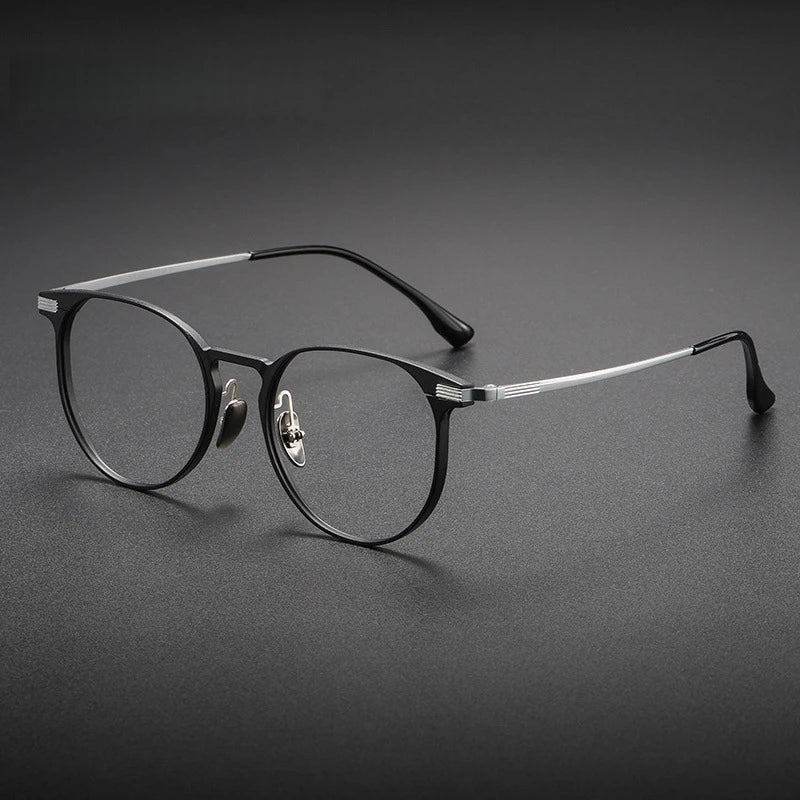 Yimaruili Unisex Full Rim Round Al Mg Titanium Alloy Eyeglasses 20250