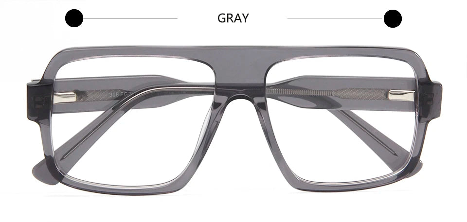 Esnbie Unisex Full Rim Big Square Brow Line Acetate Eyeglasses 30623 Full Rim Esnbie Gray  