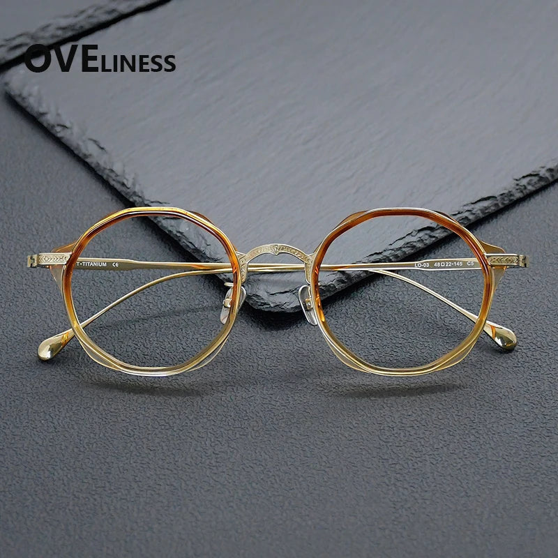 Oveliness Women's Full Rim Round Titanium Acetate Eyeglasses 922403