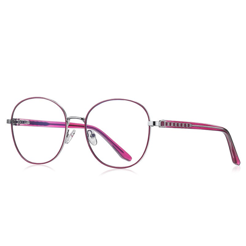 CCspace Women's Full Rim Round Alloy Eyeglasses 56522 Full Rim CCspace C4Red  