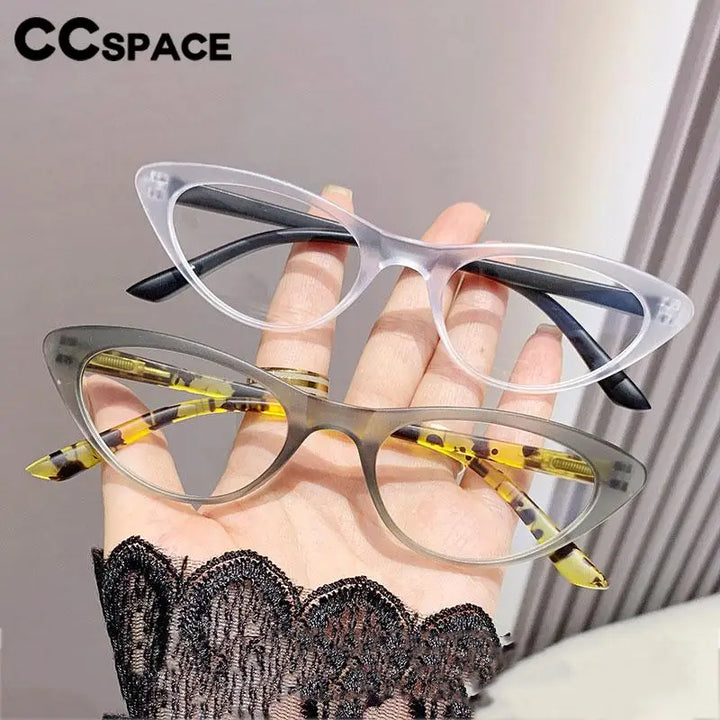 CCspace Unisex Full Rim Oval Cat Eye Polycarbonate Reading Glasses 57585 Reading Glasses CCSpace   