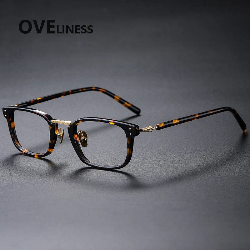 Oveliness Women's Full Rim Square Acetate Titanium Eyeglasses 81820