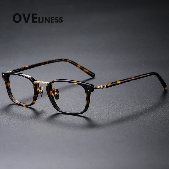 Oveliness Women's Full Rim Square Acetate Titanium Eyeglasses 81820