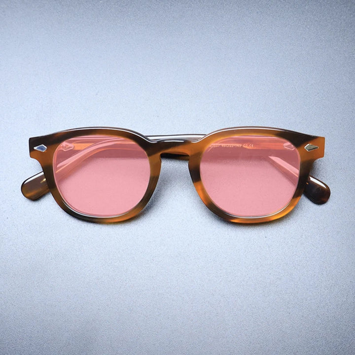 Gatenac Unisex Full Rim Square Polarized Acetate Sunglasses Mo14 Sunglasses Gatenac Flax Pink  