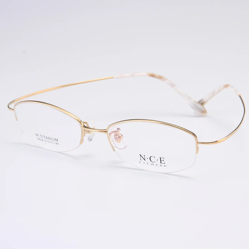 Bclear Unisex Semi Rim Oval Titanium Eyeglasses 180264
