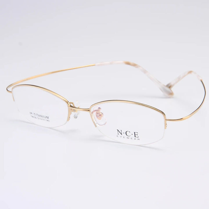 Bclear Women's Semi Rim Oval Square Titanium Eyeglasses 818026