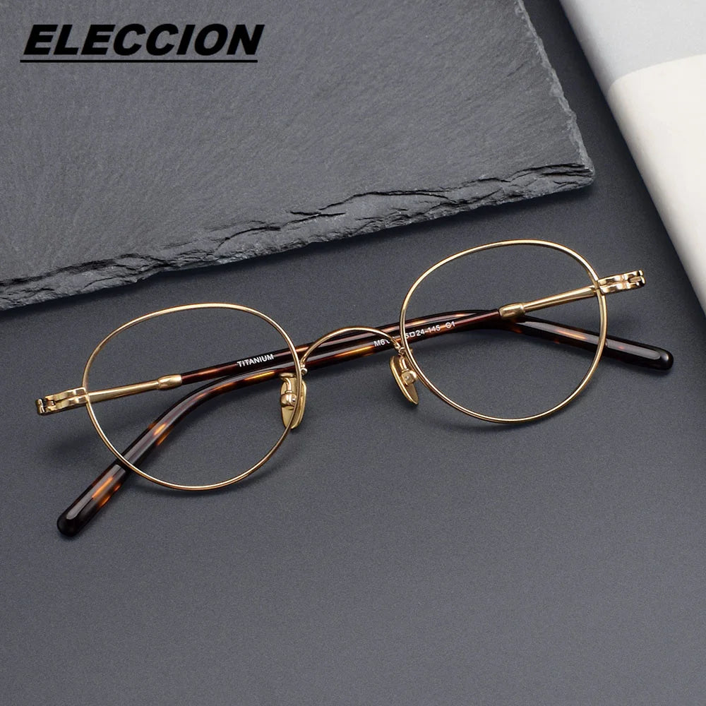 Eleccion Unisex Full Rim Oval Round Titanium Eyeglasses 46402