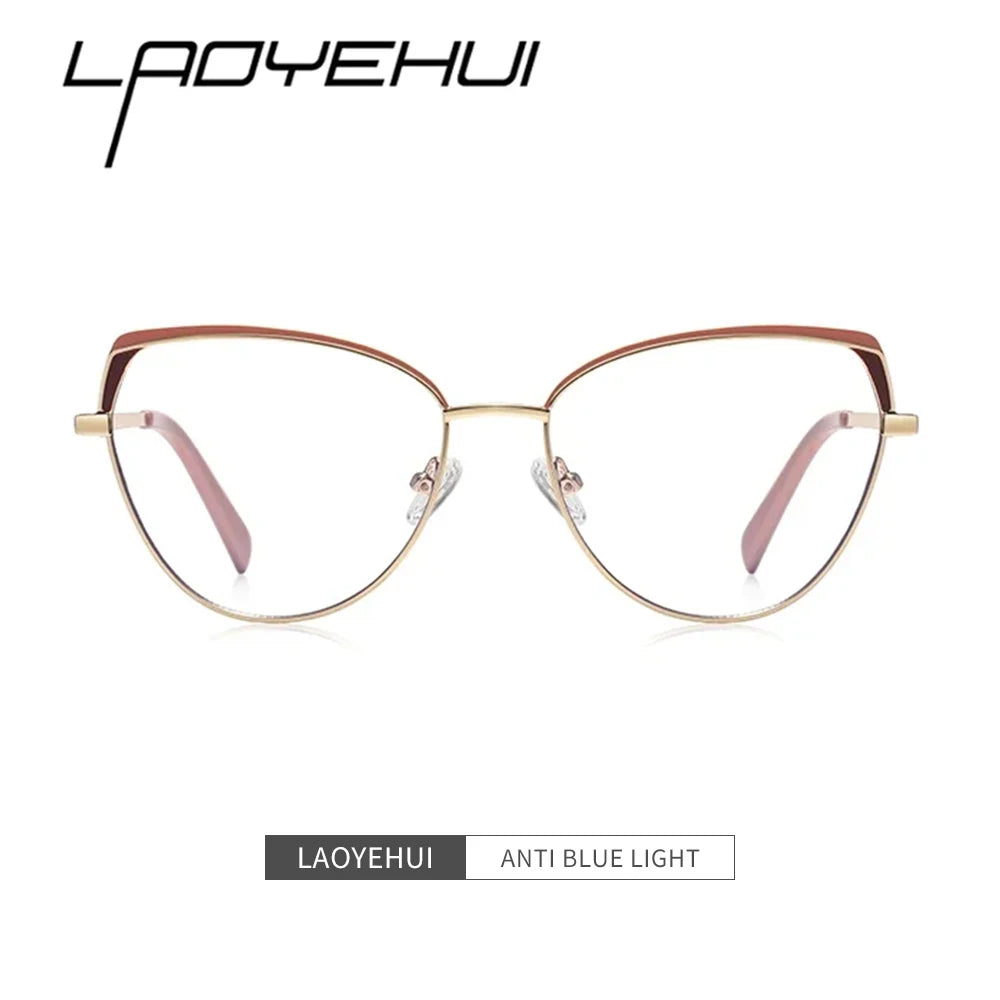 Laoyehui Women's Full Rim Square Cat Eye Alloy Reading Glasses L3105 Reading Glasses Laoyehui   