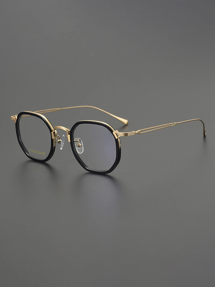 Nobler Unisex Full Rim Polygon Square Acetate Titanium Eyeglasses 98006