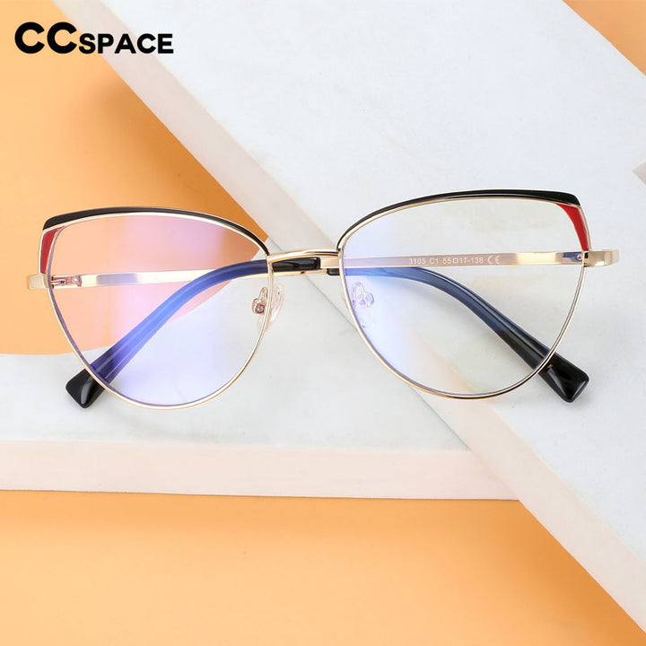 CCSpace Women's Full RIm Cat Eye Alloy Eyeglasses 56523 Full Rim CCspace   