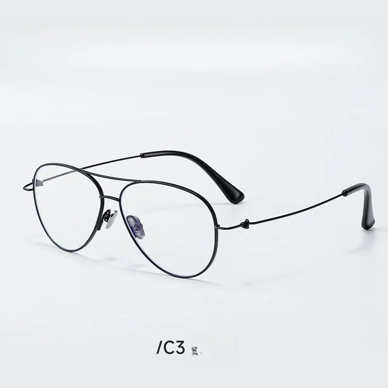 Momoja Unisex Full Rim Oval Double Bridge Titanium Eyeglasses 30918
