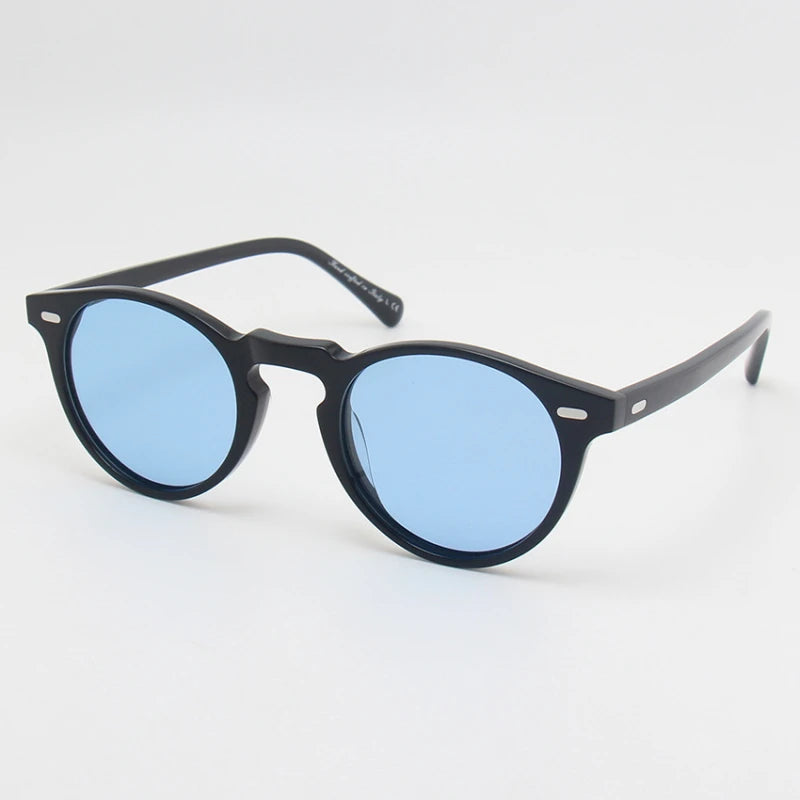 Black Mask Men Full Rim Round Acetate Polarized Sunglasses BM-O5186S