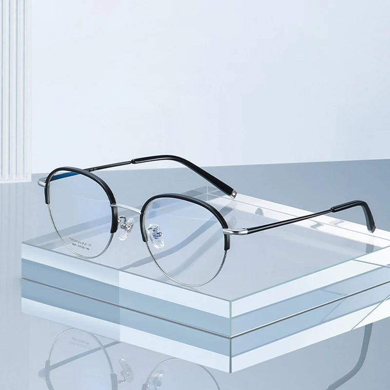 Hotony Women's Full Rim Oval Round Titanium Eyeglasses 52039