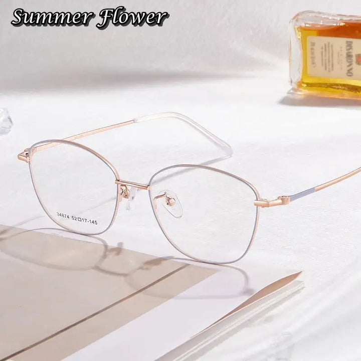 Summer Flower Women's Full Rim Square Cat Eye Alloy Eyeglasses 634874