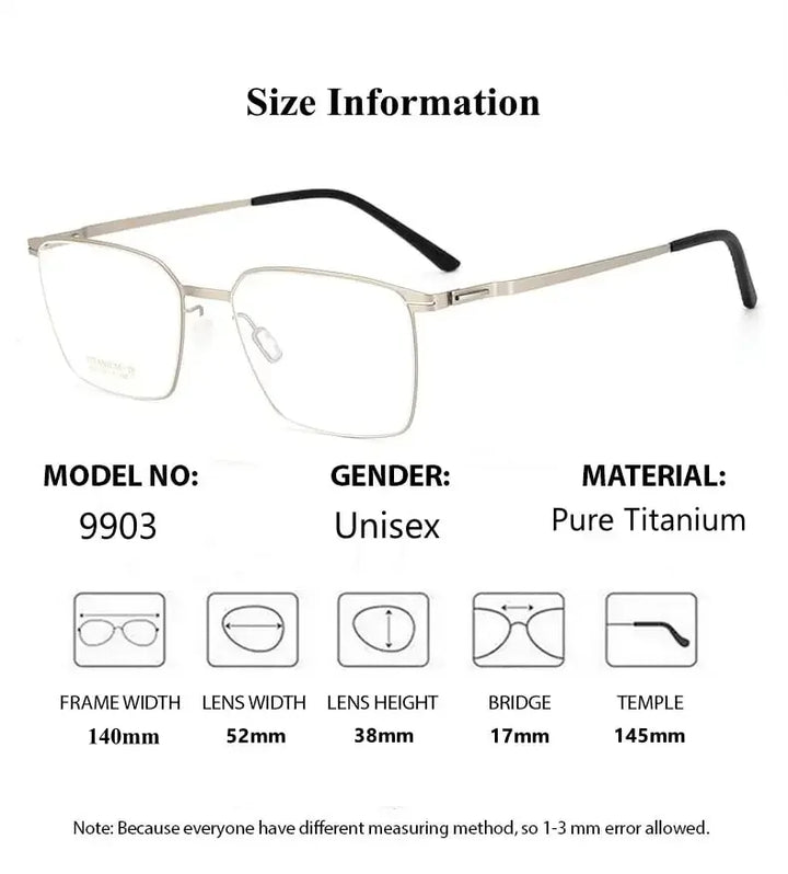 Summer Flower Unisex Semi Rim Square Titanium Eyeglasses 69903