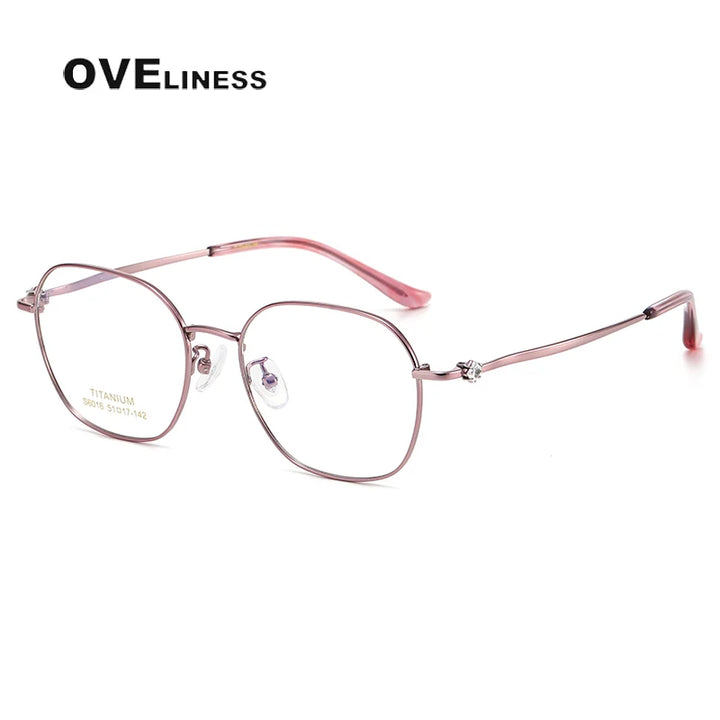 Oveliness Women's Full Rim Polygon Oval Titanium Eyeglasses 6016 Full Rim Oveliness purple pink  