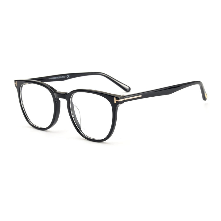 Yimaruili Unisex Full Rim Round Square Acetate Eyeglasses Y5506 Full Rim Yimaruili Eyeglasses Black  