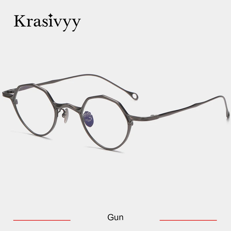 Krasivyy Unisex Full Rim Irregular Round Titanium Eyeglasses 45973