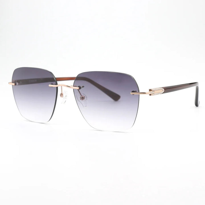 Blackmask Women Rimless Square Titanium Polarized Sunglasses BM-1103S